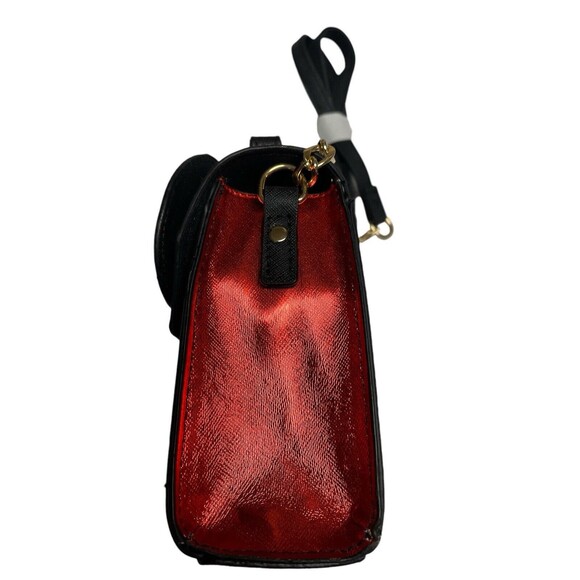 Disney Minnie Mouse Sparkling Bow Black Crossbody Bag Handle W/ Gold Tone Chain - Picture 5 of 9